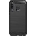 Microcase Huawei Enjoy 9s Brushed Carbon Fiber Siyah Silikon Kılıf