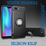 Microcase Huawei Honor 10 Yüzük Standlı Armor Silikon Kılıf