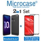 Microcase Huawei Honor 10I Brushed Carbon Fiber Siyah Silikon Kılıf