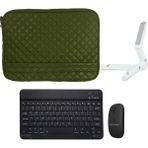 Microcase Huawei Matepad 11 2023 Tablet Kapitone Tablet Çanta + Bluetooth Klavye + Mouse + Tablet Standı - AL8123 - Koyu Yeşil