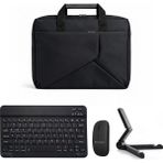 Microcase Huawei Matepad 11.5 S 2026 ile Uyumlu Macbook Laptop Çantası 2 Bölmeli + Bluetooth Klavye+Mouse+Tablet Standı Siyah AL5568