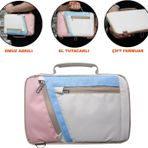 Microcase Huawei MatePad 11.5 S Tabletler için Omuz Askılı El Tutacaklı Universal Sleeve Taşıma Çantası AL4346 Pembe Mavi Krem