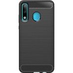 Microcase Huawei Nova 4e Brushed Carbon Fiber Siyah Silikon Kılıf