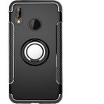 Microcase Huawei P20 Lite Yüzük Standlı Armor Silikon Siyah Kılıf