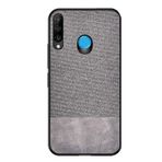 Microcase Huawei P30 Lite Fabrik Serisi Kumaş ve Deri Desen Kılıf - Gri