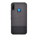 Microcase Huawei P30 Lite Fabrik Serisi Kumaş ve Deri Desen Kılıf - Siyah