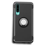 Microcase Huawei P30 Lite Yüzük Standlı Armor Silikon Kılıf - Siyah