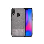 Microcase Huawei Y7 2019 Fabrik Serisi Kumaş ve Deri Desen Kılıf - Gri