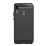 Microcase Huawei Y9 2019 Brushed Carbon Fiber Silikon TPU Siyah Kılıf