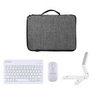 Microcase iPad 10.9 2022 10. Nesil Tablet Uyumlu Gri Çanta + Türkçe Bluetooth Klavye + Mouse + Standı - Beyaz AL5163