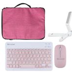 Microcase Ipad 6-7-8-9 Nesil 10.2 Inchtablet Çanta + Bluetooth Klavye + Mouse + Tablet Standı - Pembe AL8127