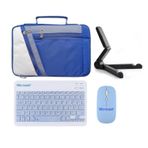 Microcase iPad Air 4 10.9 2020 Uyumlu Tablet Çanta+Türkçe Bluetooth Klavye +Mouse+ Standı - Mavi AL4384