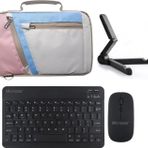 Microcase iPad Air 4 10.9 2020 Uyumlu Tablet Çanta+Türkçe Bluetooth Klavye +Mouse+ Standı - Pembe AL4382 (Siyah)