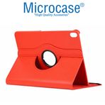 Microcase iPad Pro 12.9 2018 360 Derece Döner Standlı Deri Kırmızı Kılıf