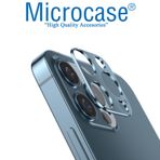 Microcase İphone 12 Pro Kamera Lens Koruma Halkası - Kapalı Tasarım Mavi