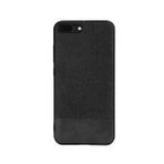 Microcase iPhone 8 Plus Fabrik Serisi Kumaş ve Deri Desen Kılıf - Siyah