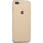 Microcase iPhone 8 Plus Premium Matte Silikon TPU Tempered Cam + Altın Kılıf