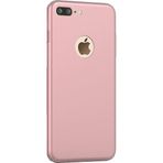 Microcase iPhone 8 Plus Premium Matte Silikon TPU Tempered Cam + Pembe Kılıf