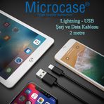 Microcase iPhone iPad Lightning USB Şarj ve Data Kablosu - 2 Metre Siyah