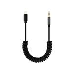Microcase iPhone Lightning to Aux Çevirici 3.5 mm Spiral Ses Kablosu Siyah - AL2693