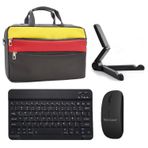 Microcase Lenovo Tab M11 11 inch ile uyumlu Tablet Çanta+Bluetooth Klavye+Mouse+Tablet Standı Siyah-AL4840 (Siyah Sarı Kırmızı)