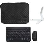 Microcase Lenovo Tab M8 4. Nesil 8 Inch Tablet Kapitone Tablet Çanta + Bluetooth Klavye + Mouse + Tablet Standı - AL8123 - Koyu Siyah