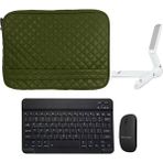Microcase Lenovo Tab M8 4. Nesil 8 Inch Tablet Kapitone Tablet Çanta + Bluetooth Klavye + Mouse + Tablet Standı - AL8123 - Koyu Yeşil