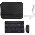 Microcase Lenovo Tab M9 9 Inch Tablet Kapitone Tablet Çanta + Bluetooth Klavye + Mouse + Tablet Standı - AL8123 - Koyu Siyah