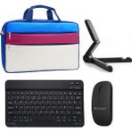 Microcase Lenovo Tab Plus TB351FU ile uyumlu Tablet Çanta+Bluetooth Klavye+Mouse+Tablet Standı Siyah-AL4840 (Krem Bordo Mavi)