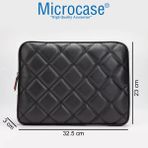 Microcase Macbook Pro 13 M1 A2338 Için Baklava Desen Kapitone Deri Kumaş Taşıma Çantası Kılıf - AL3765 - Siyah