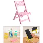 Microcase Mini Katlanır Sandalye Tasarım Telefon Standı Dekoratif Tutucu-AL4925 (Açık Pembe)