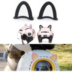 Microcase Motosiklet Kask Eşyalar Için Sevimli Dıy Yapışkanlı Karakter ve Parçalar Kedi Kulağı Seti - AL5258 - Siyah - Beyaz