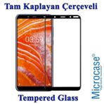 Microcase Nokia 3.1 Plus Tam Kaplayan Çerçeveli Tempered Ekran Koruyucu - Siyah
