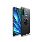 Microcase Realme 5 Pro Focus Serisi Yüzük Standlı Silikon Kılıf - Siyah