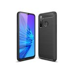 Microcase Realme 5i Brushed Carbon Fiber Silikon Kılıf - Siyah