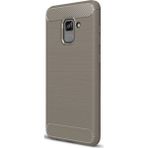 Microcase Samsung Galaxy A8 Plus A730F Brushed Carbon Silikon Tempered Cam + Gri Kılıf
