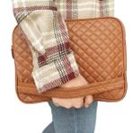 Microcase Samsung Galaxy Book 10.6” W627 Için Baklava Desen Kapitone Deri Kumaş Taşıma Çantası Kılıf - AL3764 - Taba