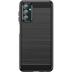 Microcase Samsung Galaxy M23 Brushed Carbon Fiber Silikon Siyah Cep Telefonu Kılıfı