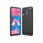 Microcase Samsung Galaxy M30 Brushed Carbon Fiber Siyah Silikon Kılıf