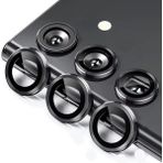 Microcase Samsung Galaxy S25 Plus Kamera Camı Lens Koruyucu Halka Set - AL8114 - Açık Siyah
