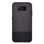 Microcase Samsung Galaxy S8 Plus Fabrik Serisi Kumaş ve Deri Desen Kılıf - Siyah