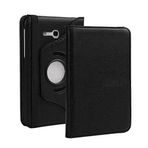 Microcase Samsung Galaxy Tab 3 Lite T110 T113 7 inch Tablet 360 Derece Döner Standlı Deri Kılıf - Siyah