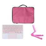 Microcase Samsung Galaxy Tab S11 11 inch Tablet ile Uyumlu Toucpad Bluetooth Klavye + Tablet Standı - Pembe AL5194