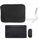 Microcase Samsung Galaxy Tab S6 Lite P610 10.4 inch Kapitone Tablet Çanta + Bluetooth Klavye + Mouse + Tablet Standı - AL8123 (Blue)