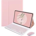 Microcase Samsung Galaxy Tab S6 Lite SM-P620 10.4 Inch Tablet ile Uyumlu Bluetooth Klavye ve Mouse + Standlı Kılıf - Bkk6 Pembe