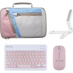 Microcase Samsung Galaxy Tab S9 Fe X510 10.9 Inch Uyumlu Tablet Çanta+Türkçe Bluetooth Klavye +Mouse+ Standı - Pembe AL4382 - Açık Pembe