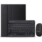 Microcase Samsung Galaxy Tab S9+ S9 Plus 12.4 Tablet Bluetooth Klavye ve Mouse + Standlı Kılıf - Bkk6 - Koyu Siyah