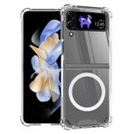 Microcase Samsung Galaxy Z Flip4 Manyetik Köşe Korumalı Yarı Esnek Plastik Kılıf - AL3170 Şeffaf