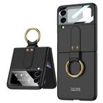 Microcase Samsung Galaxy Z Flip4 Yüzük Standlı Plastik Kılıf - Siyah AL3168