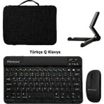 Microcase Samsung S10 Fe Plus Tablet Için Türkçe Bluetooth Klavye+Mouse+Tablet Standı-Siyah AL8126